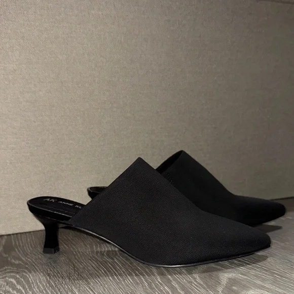 AK Anne Klein iFlex Black Knit Pointed Toe Heeled Mules Slip-Ons Size 7 - Picture 2 of 6